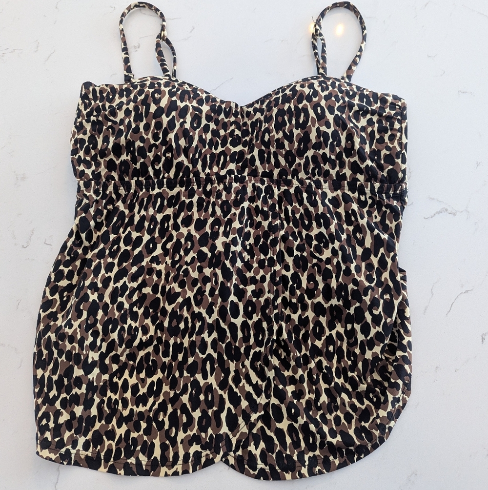 Jantzen Leopard Print Women's Tankini Flyaway Front